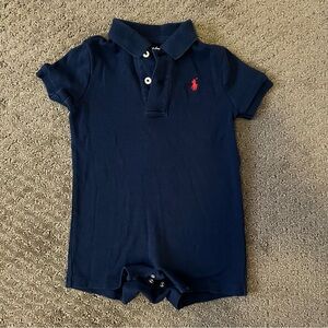 Ralph Lauren Blue Polo Classic Knit Romper